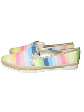 Anne Klein Akzamina Rainbow Canvas Espadrilles Slip-On Shoes size 9.5 NIB